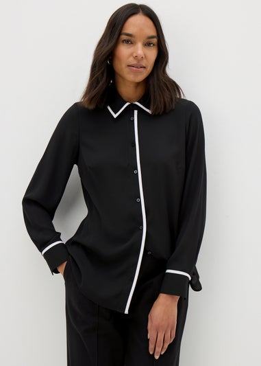 Et Vous Black Contrast Piping Shirt