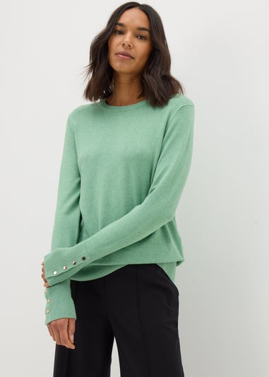 Et Vous Light Green Round Neck Jumper