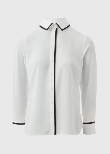 Et Vous White Contrast Piping Shirt