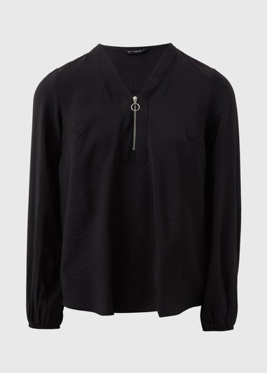 Et Vous Black Zip Front Blouse