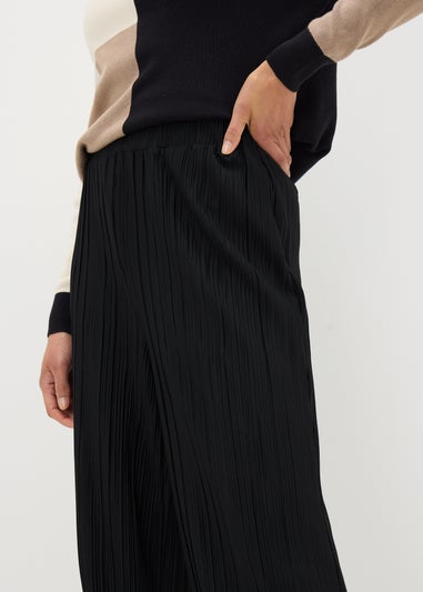 Et Vous Black Plisse Wide Leg Trousers