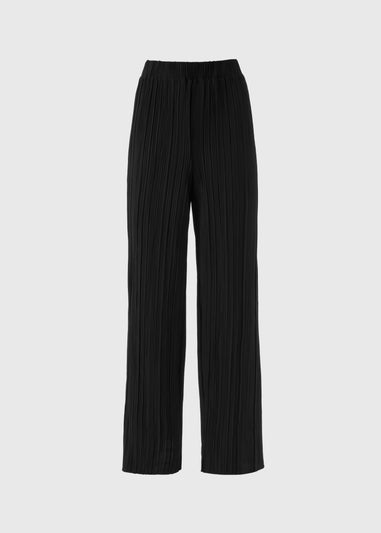 Et Vous Black Plisse Wide Leg Trousers