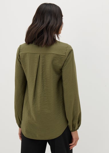 Et Vous Khaki Zip Front Blouse