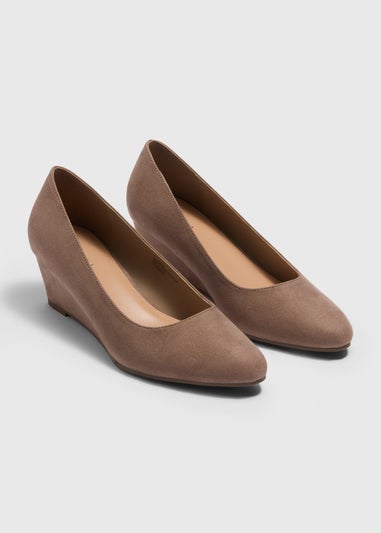 Taupe Wedge Court Heels