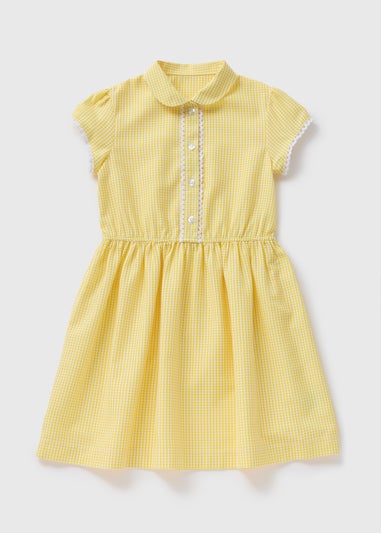 Girls Yellow Gingham Traditional Dress (3-13yrs)