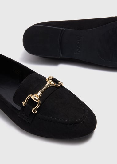 Black Gold Metal Bar Loafers