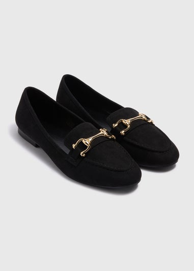 Black Gold Metal Bar Loafers