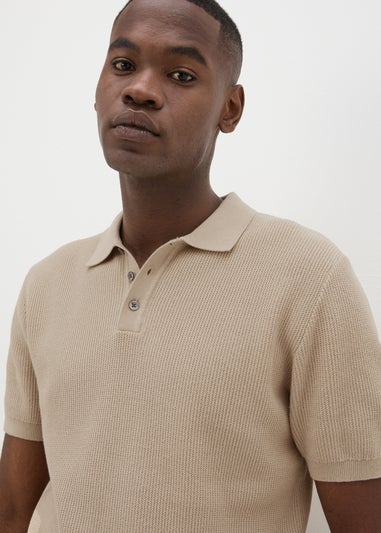 Stone Textured Knitted Polo Shirt