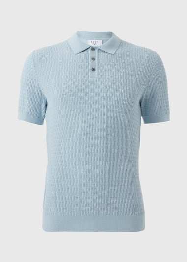 Blue Textured Polo Shirt