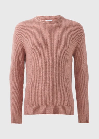 Pink Ribbed Crew Neck Jumper