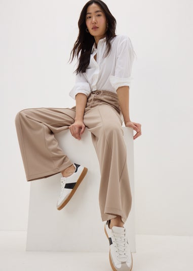 Stone Seam Detail Wide Leg Trousers