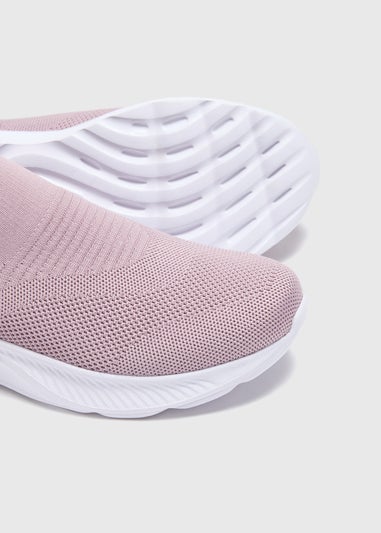 Pink Knit Slip On Trainers