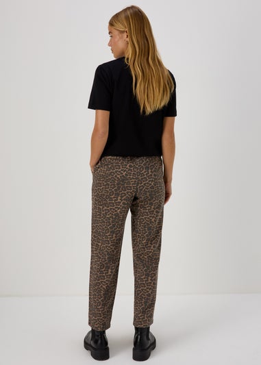 Brown Animal Print Utility Jogging Bottoms