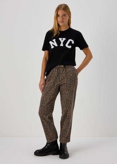 Brown Animal Print Utility Jogging Bottoms