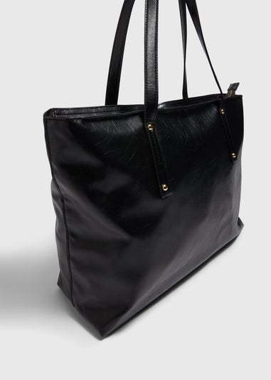 Black Soft PU Tote Bag