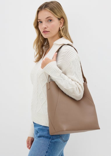 Tan Bucket Tote Bag