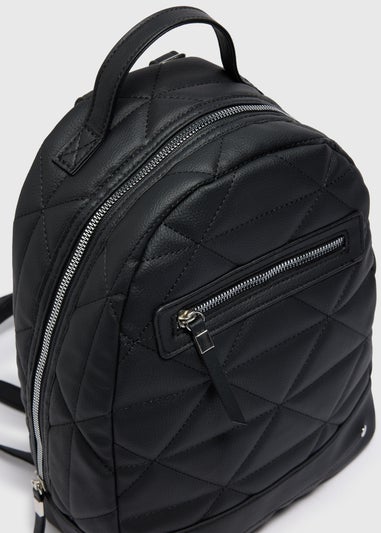 Black Faux Leather Backpack