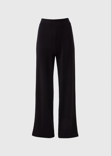 Black Side Stripe Jersey Wide Leg Trousers