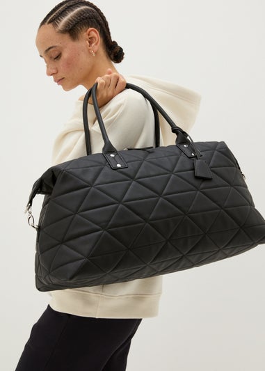 Black Quilted Weekender Bag