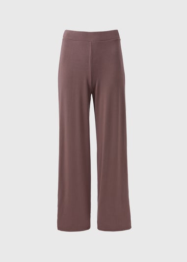 Brown Side Stripe Jersey Wide Leg Trousers