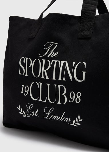 Black Sporting Club Canvas Tote Bag