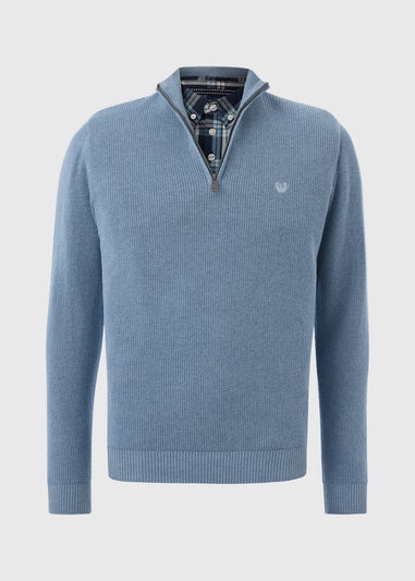 Lincoln Blue 1/4 Zip Mock Knit Jumper