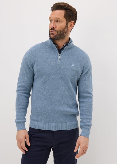 Lincoln Blue 1/4 Zip Mock Knit Jumper