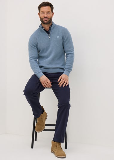 Lincoln Blue 1/4 Zip Mock Knit Jumper