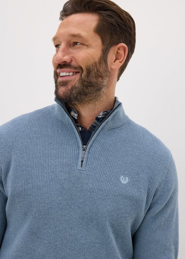 Lincoln Blue 1/4 Zip Mock Knit Jumper