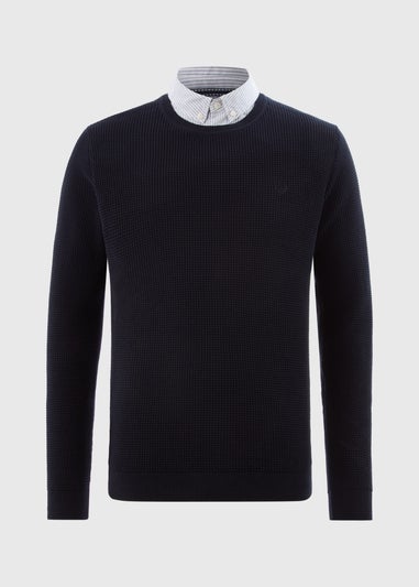 Lincoln Navy Mock Knit Jumper