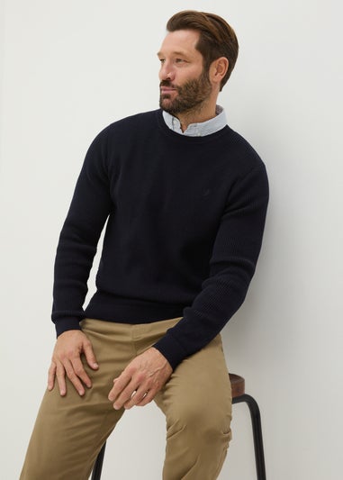 Lincoln Navy Mock Knit Jumper