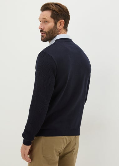 Lincoln Navy Mock Knit Jumper