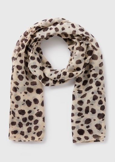 Cream Woven Animal Print Scarf