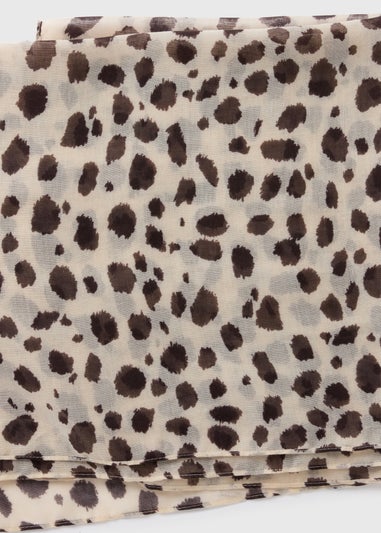 Cream Woven Animal Print Scarf