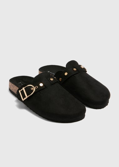 Black Closed Footbed Mules