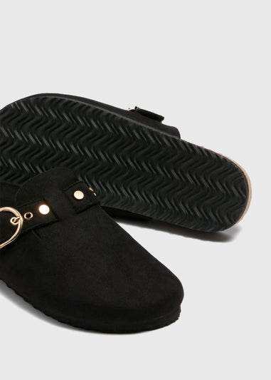 Black Closed Footbed Mules