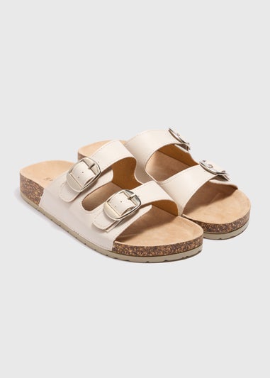 Stone Double Buckle Footbed Sandals