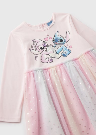 Disney Girls Pink Stich Mesh Dress