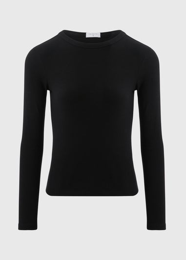 Black Ribbed Long Sleeve Top