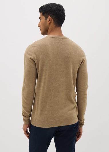 Beige Crew Neck Knit Jumper