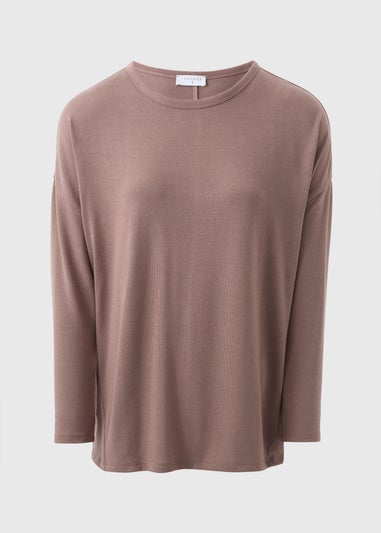 Beige Crew Neck Long Sleeve Top