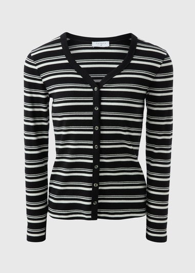 Black Long Sleeve Stripe Cardigan