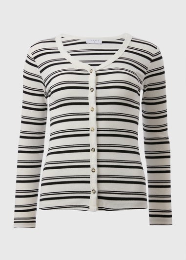 Cream Stripe Button Cardigan