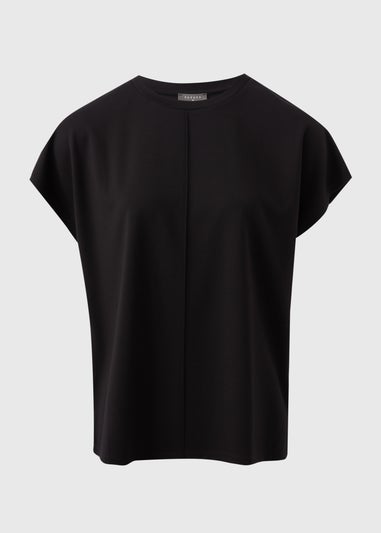 Black Short Sleeve Ponte Top