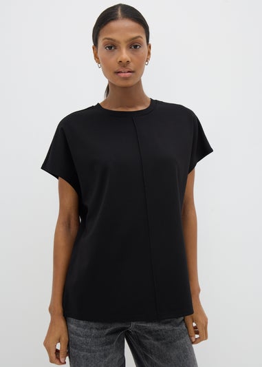 Black Short Sleeve Ponte Top