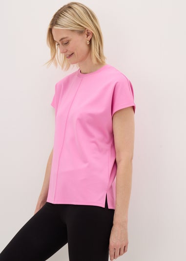 Pink Short Sleeve Ponte Top