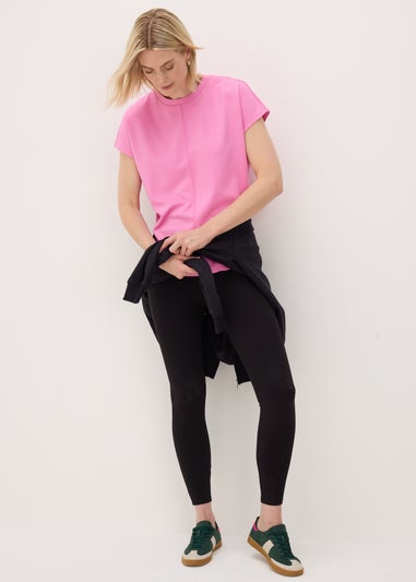 Pink Short Sleeve Ponte Top