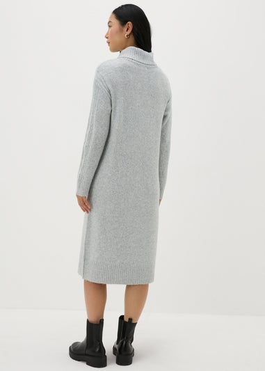 Et Vous Grey Roll Neck Knit Midi Dress