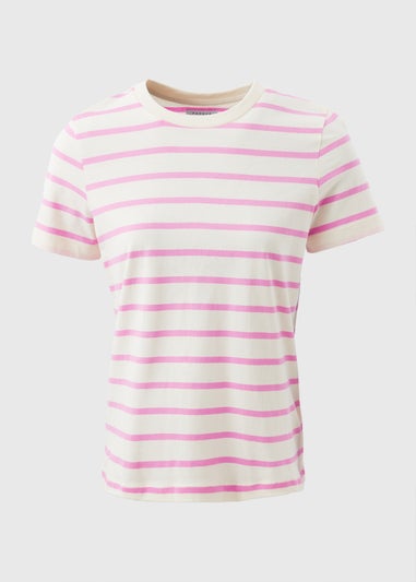 Pink Stripe Crew Neck T-Shirt