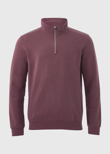 Burgundy Funnel Zip Sweatshirt